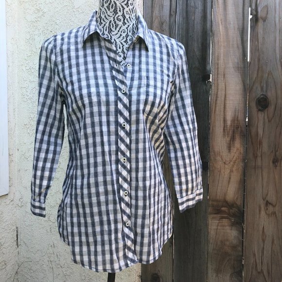 Lucky Brand Tops - Lucky Brand Long 3/4 Sleeve Plaid Button Down Blouse Size Small